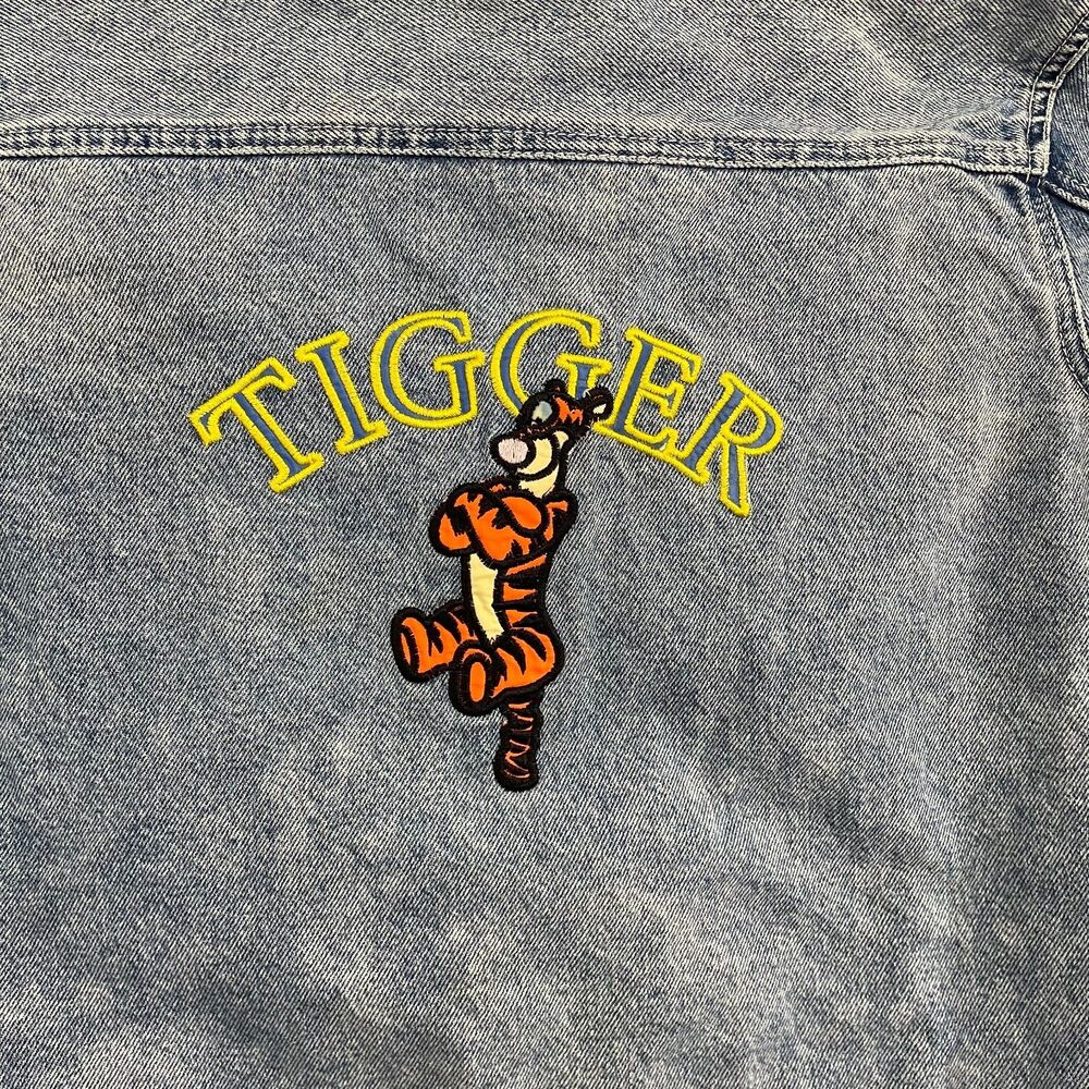VTG Disney Winnie The Pooh Tigger Jean Jacket Women M Blue 90s Denim - Picture 10 of 16